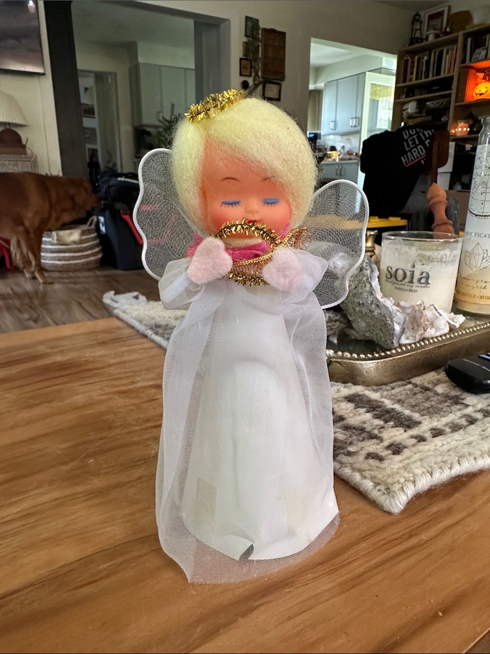 Vintage  1950-60s  White Angel Holiday Figure tree topper  8”H used
